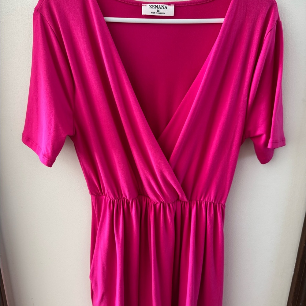 Zenana Outfitters Pink Wrap Dress